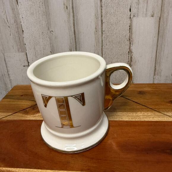 Anthropologie Gold Monogram Mug Letter T Antique-Inspired - Picture 1 of 6